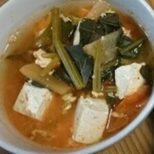 韓国風ピリ辛キムチスープ